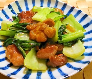 青梗菜と鶏肉のオイスターソース炒め